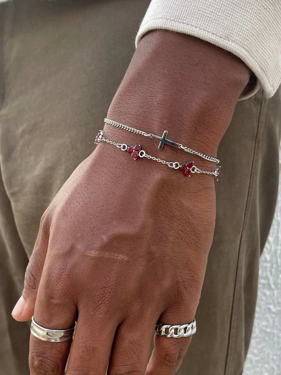 CLOVER BRACELET SET | Silver - Image 7