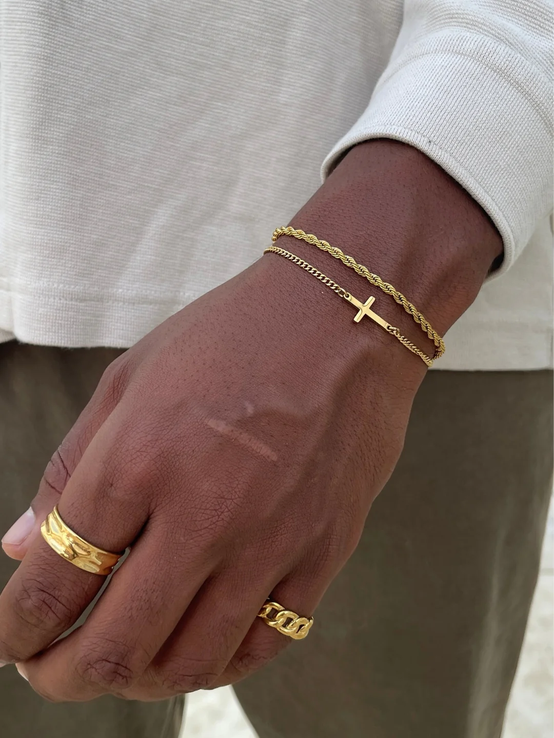 CROSS X ROPE 3MM SET | 18K Gold - Image 5