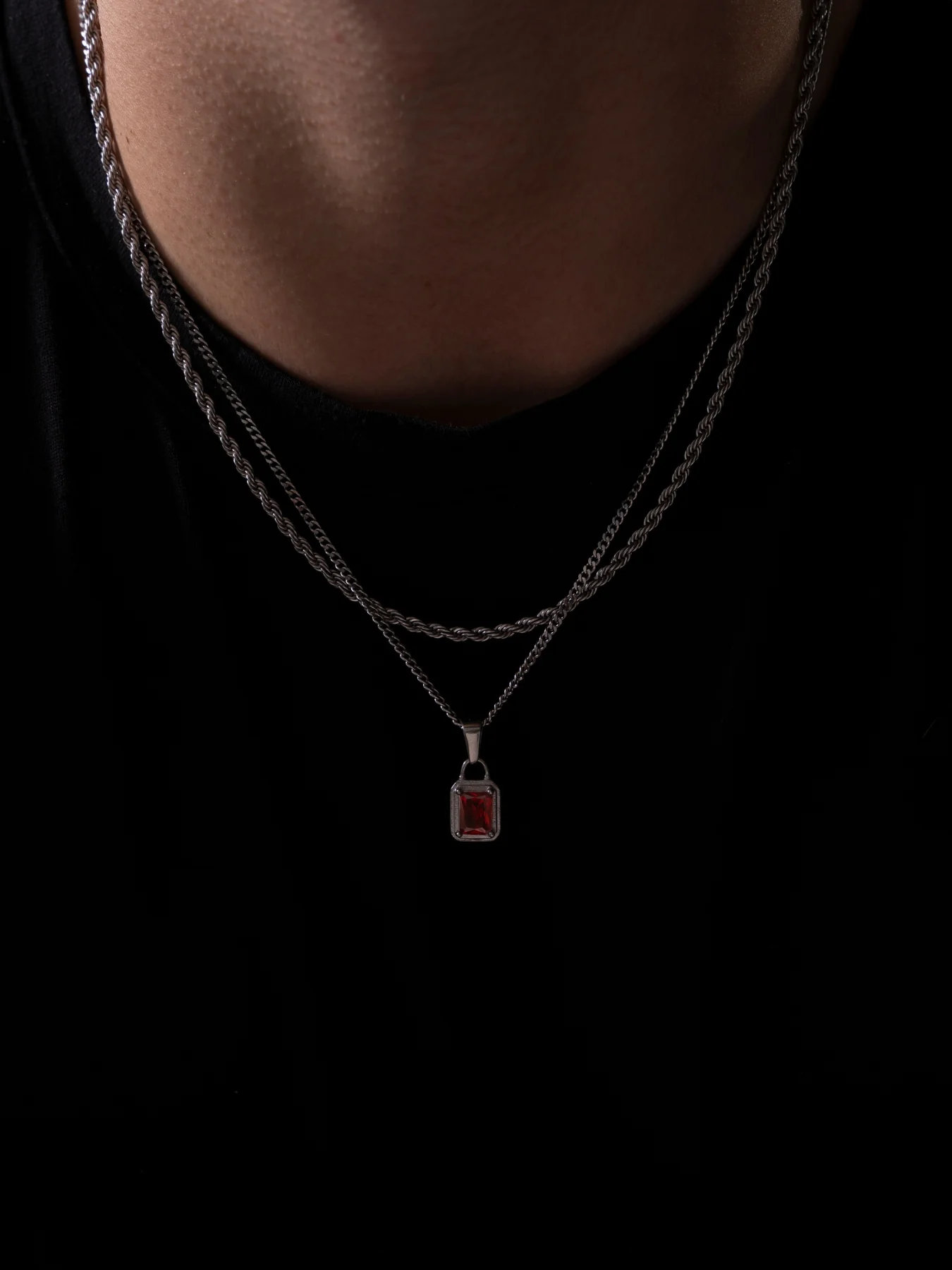 RED GEMSTONE CHAIN | Silver - Image 8