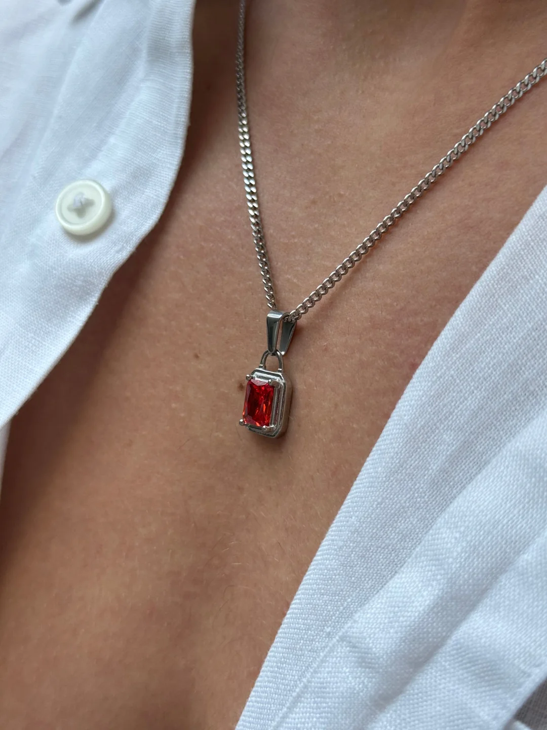 RED GEMSTONE CHAIN | Silver - Image 9